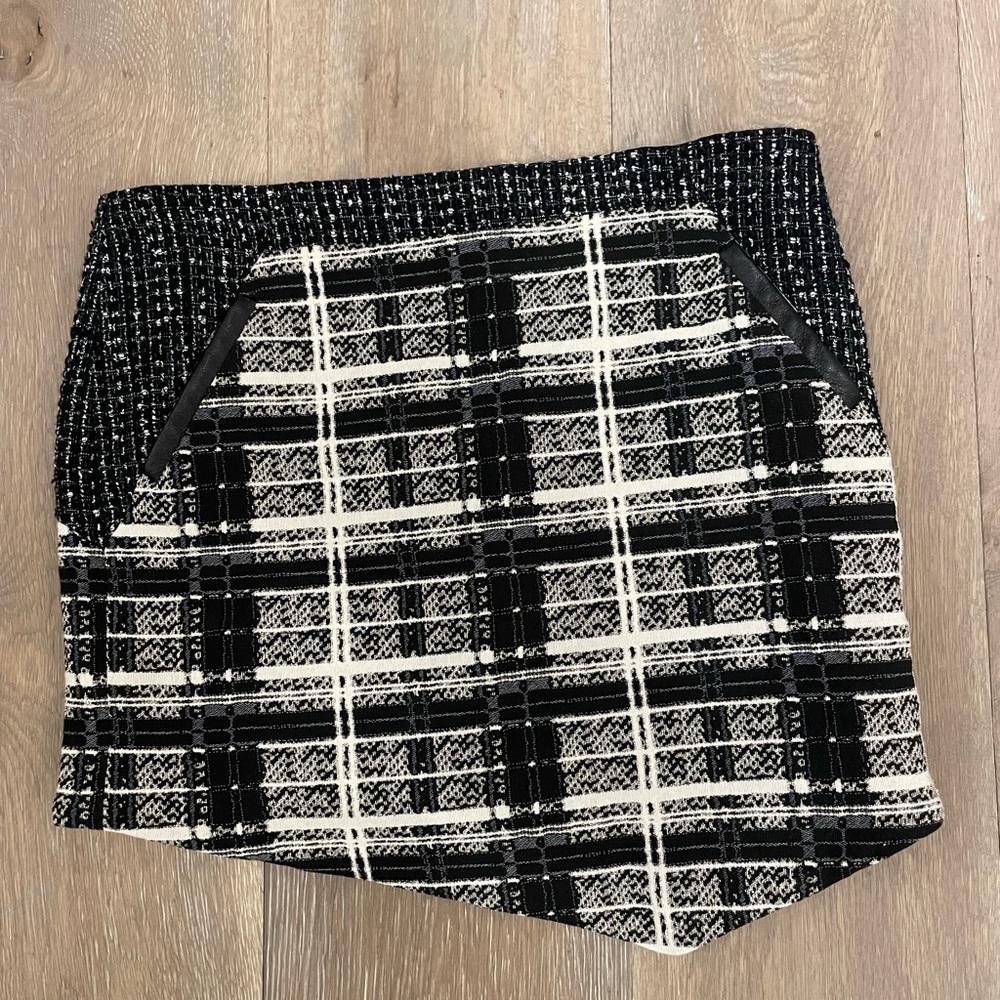Black multi plaid designer mini skirt